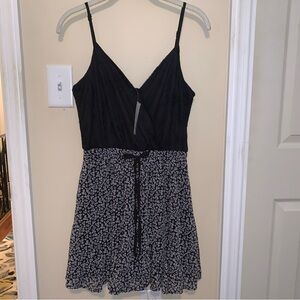 Trixxi  Lace Halter Skater Summer Dress with Black / White Floral Juniors Sz S